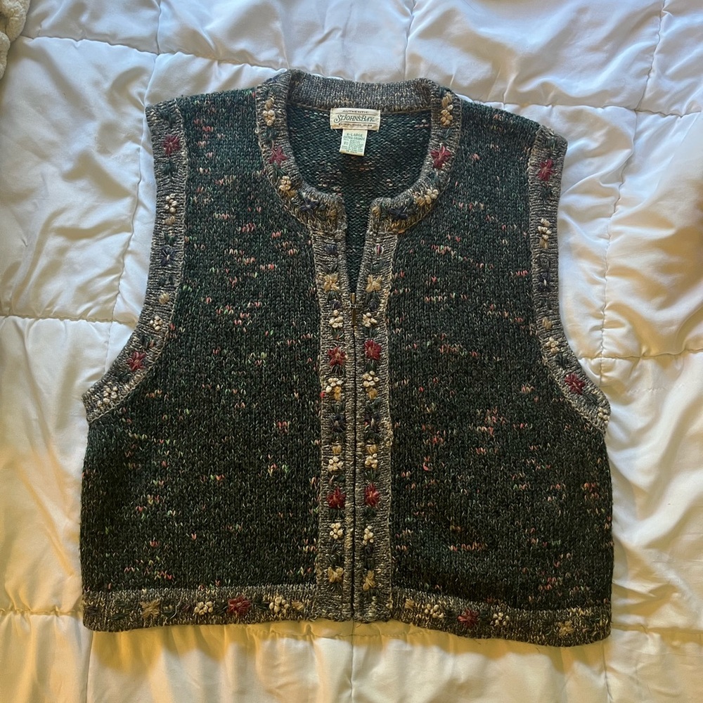 Vintage St. John’s Bay floral zip up vest